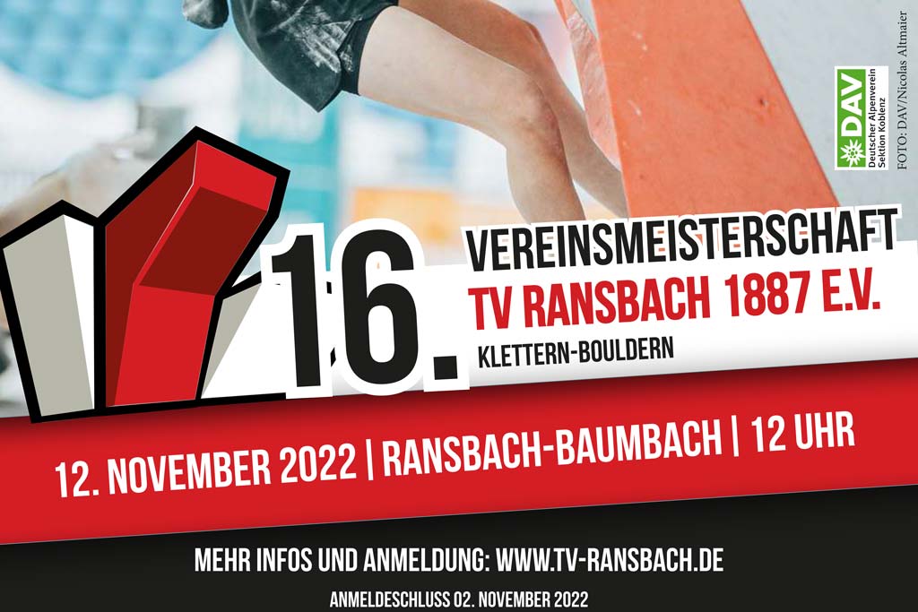 Vereinsmeisterschaft Sportklettern 2022 Das Plakat zum Wettkampf