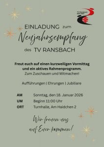 Einladung Neujahrsempfang 2026 des TV Ransbach - Plakat