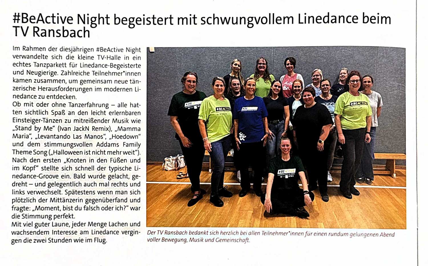 #BeActive Night beim TV Ransbach begeistert alle Tanzfreudigen
