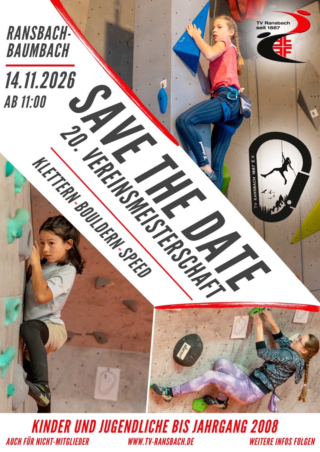 Save the Date! VM Klettern 2026 Plakat Vereinsmeisterschaft Sportklettern 2026 TV Ransbach safe the date